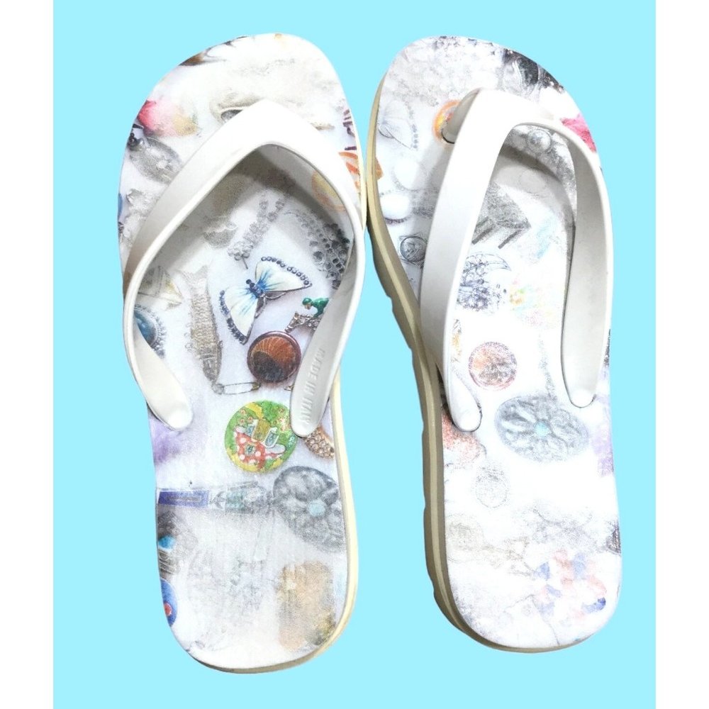 MM6 White Sandals platform flip flops XL EXTRALIGHT Woman's shoe size 38 USA 7